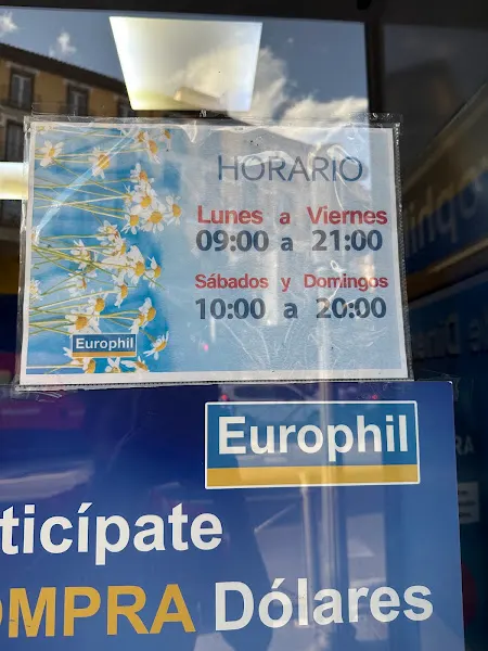 EUROPHIL Envío de Dinero - Oficina de Cambio de Divisa Change-Dolar-Libras-Pounds - Madrid